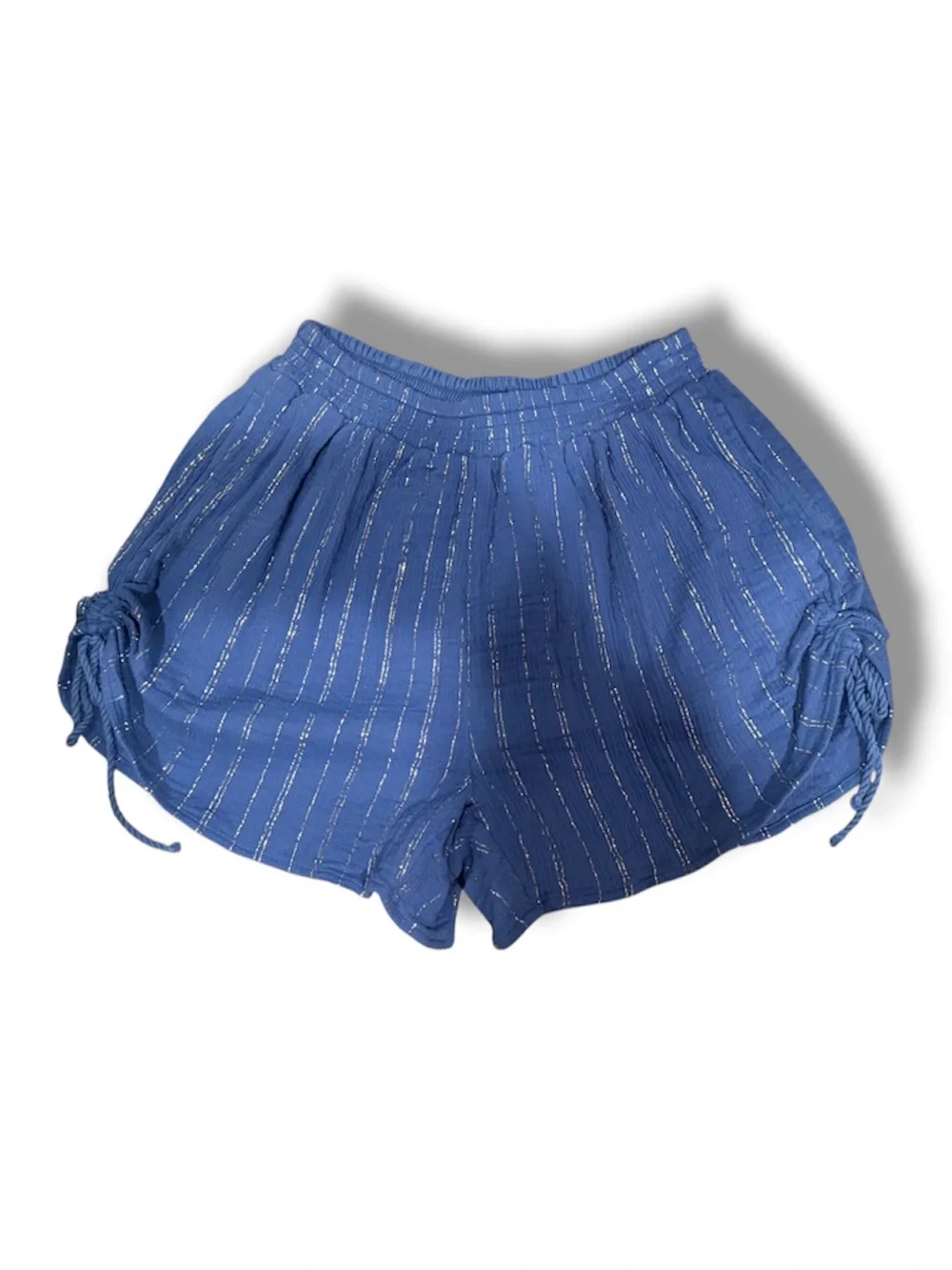 Aerie Pool-To-Party Lurex Cinched Gauze Shorts Blue NWOT Size M